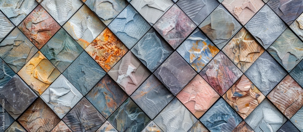 Poster stone tile pattern background with complimentary copy space image for product or advertising design.