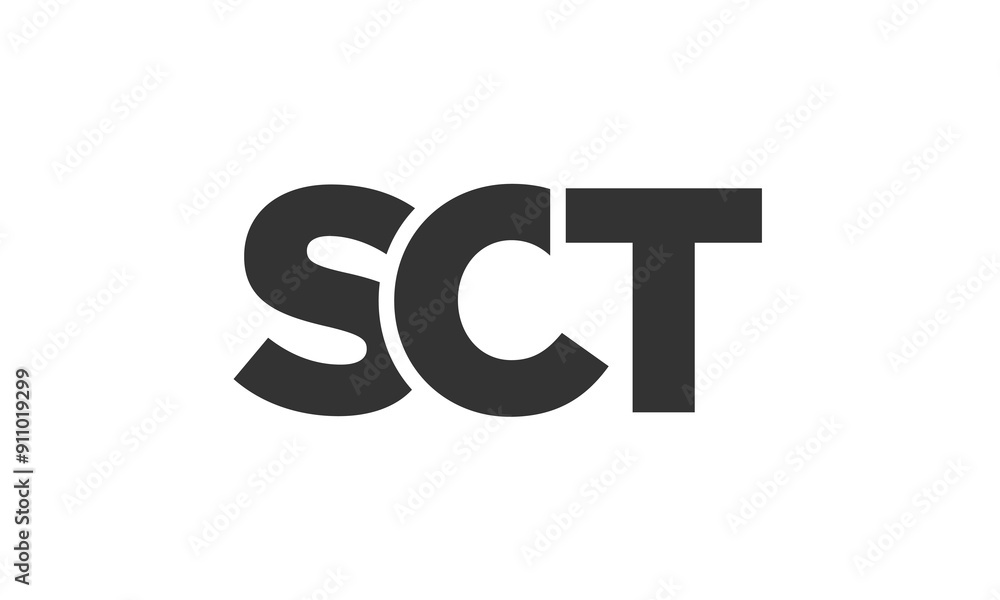 Poster sct logo design template with strong and modern bold text. initial based vector logotype featuring s