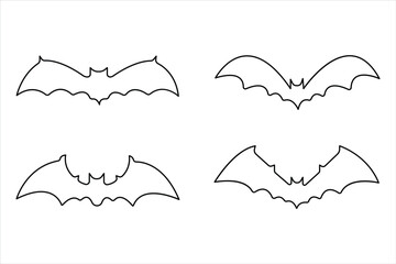 Bat one continuous single line drawing for Halloween Linear minimalistic design vector illustration