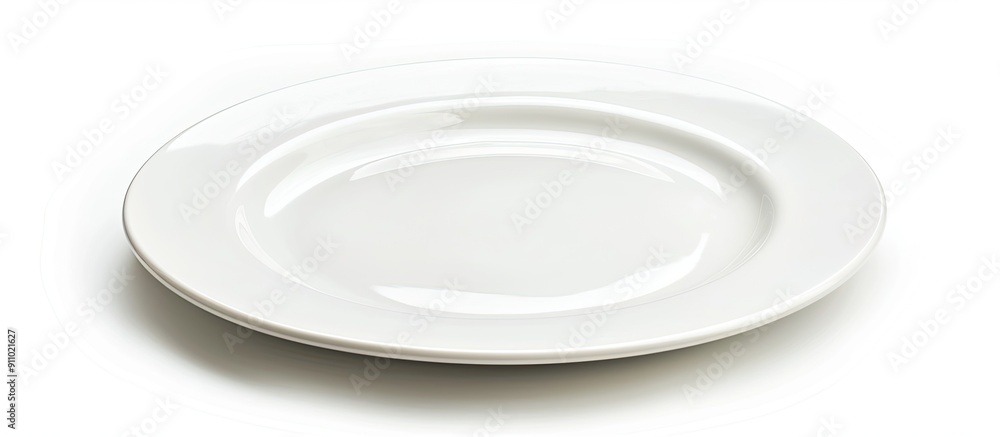 Poster plate with no food on a white background with clipping path and full depth of field for copy space i