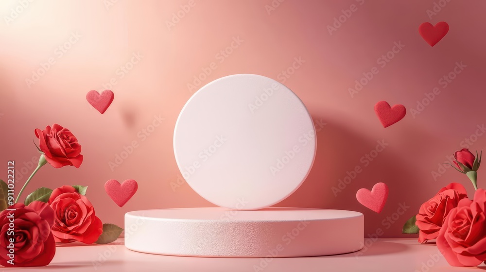 Poster minimal abstract scene background featuring a podium for product presentation