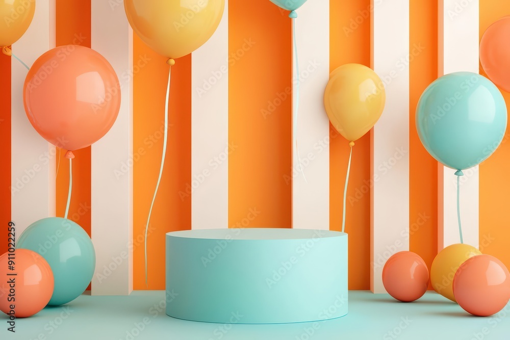 Poster minimal abstract scene background featuring a podium for product presentation