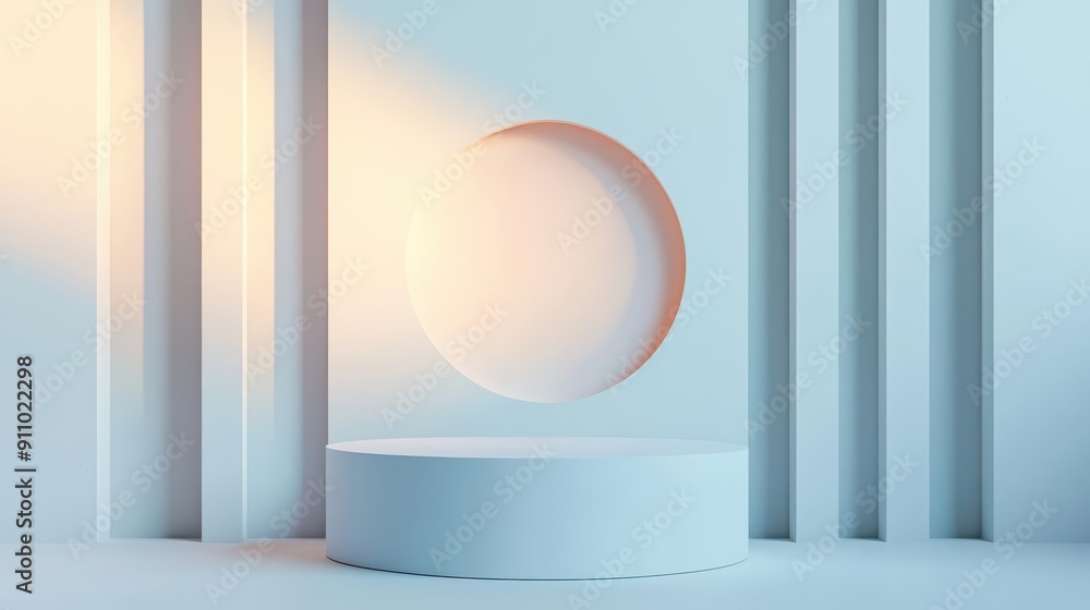 Poster minimal abstract scene background featuring a podium for product presentation