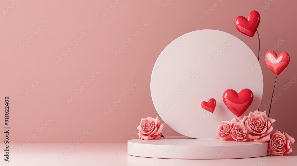 Poster minimal abstract scene background featuring a podium for product presentation