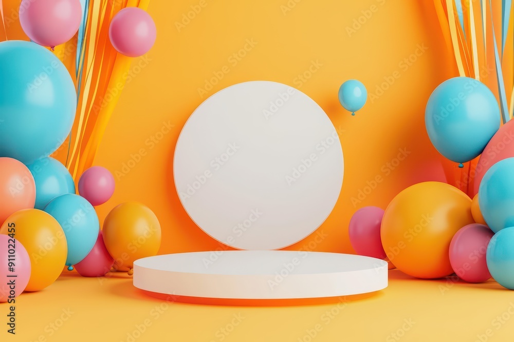 Poster minimal abstract scene background featuring a podium for product presentation