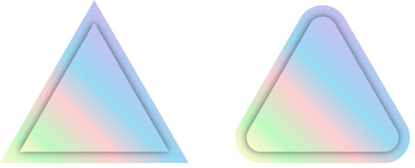 Pastel iridescent holographic triangle element set for label, frame, badge, sign, tag design