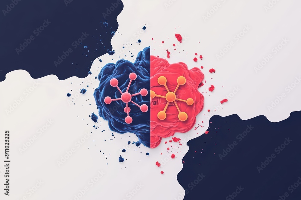 Poster minimal poster template featuring a dynamic science theme with atom icons on the left and right