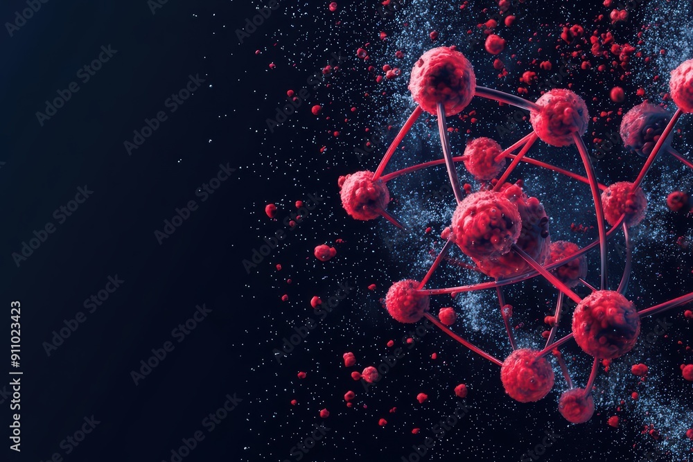 Poster minimal poster template featuring a dynamic science theme with atom icons on the left and right