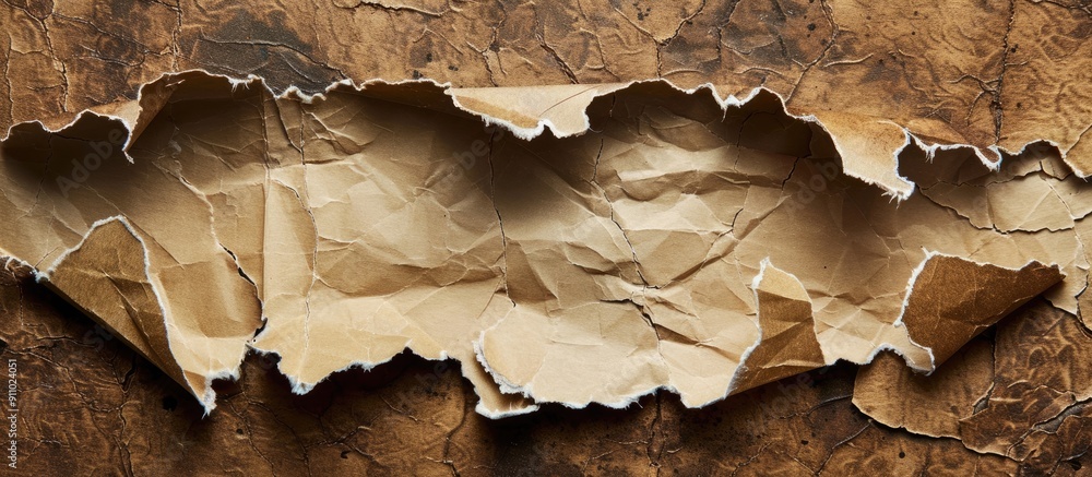 Poster torn paper pieces with a textured background provide a copy space image.