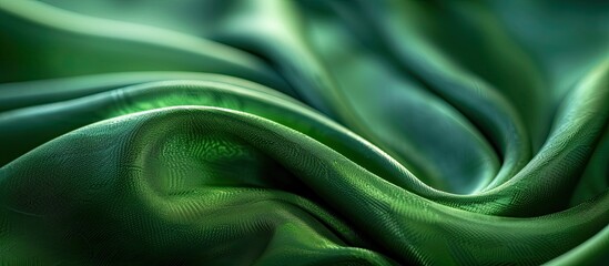 Fototapeta premium Vibrant green fabric in a detailed close-up shot with copy space image available.