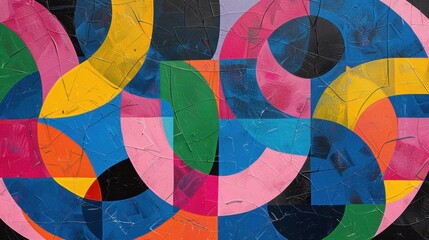 Fototapeta premium Abstract geometric art with vibrant colors and bold shapes, creating a dynamic and modern composition perfect for contemporary design.