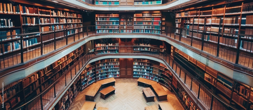 Poster Library showcasing an array of open books with ample copy space image.