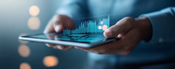 A close-up of hands holding a tablet, showing a detailed financial report on dividend payouts and stock performance. The image emphasizes the analytical role of dividends in long-term investment