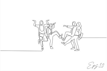 continuous line of a group of dancing women