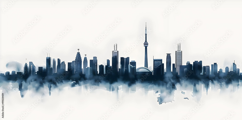 Canvas Prints Toronto Skyline Watercolor Illustration