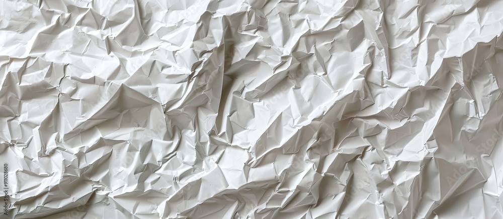 Poster top view of a crumpled white paper texture with copy space image.