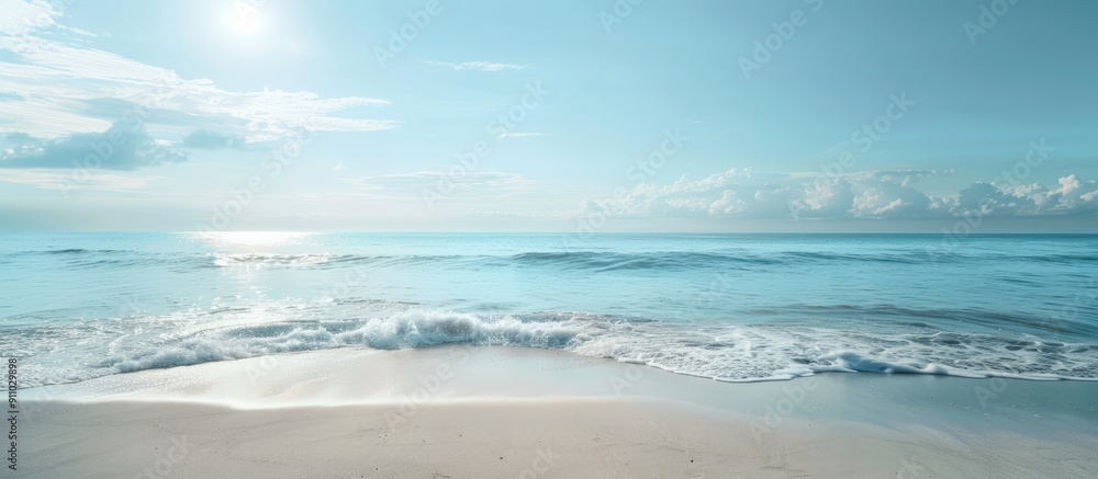 Poster tranquil seashore with a beautiful view and ample copy space image.