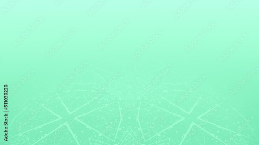 Poster turquoise color 3d empty space with kaleidoscopic pattern floor geometrical clean background