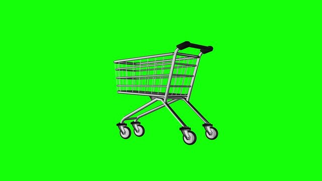 Shopping cart 3D animated Green screen