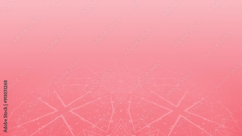 Poster red color 3d empty space with kaleidoscopic pattern floor geometrical clean background