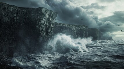 Naklejka premium Dramatic Coastal Cliffs: A Stunning Landscape in Nature's Masterpiece