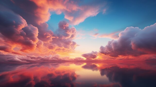 Vivid hues of sunset cloudscape