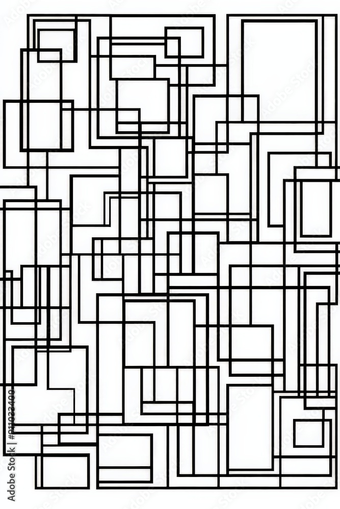 Fototapete This image represents an abstract rectangular pattern featuring overlapping black shapes, creating a dynamic and intriguing composition suitable for modern and abstract design themes.