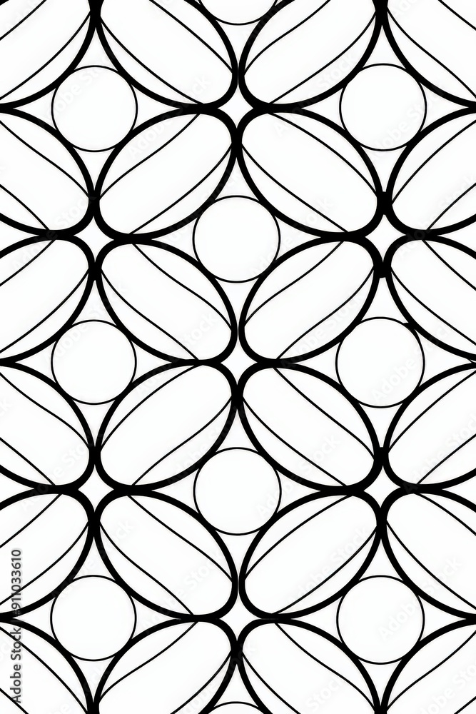 Aufkleber This piece features intersecting circles and elliptical shapes that combine to form a visually intriguing abstract pattern, creating a sense of movement and depth.