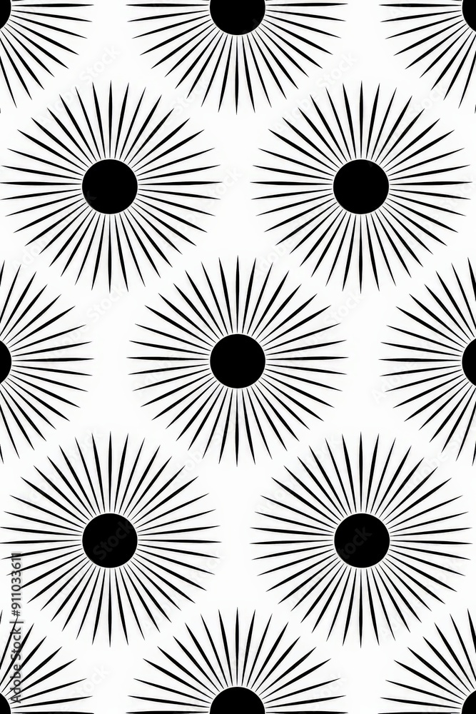 Aufkleber the image displays a series of radial, sunburst patterns featuring black circular centers and extend