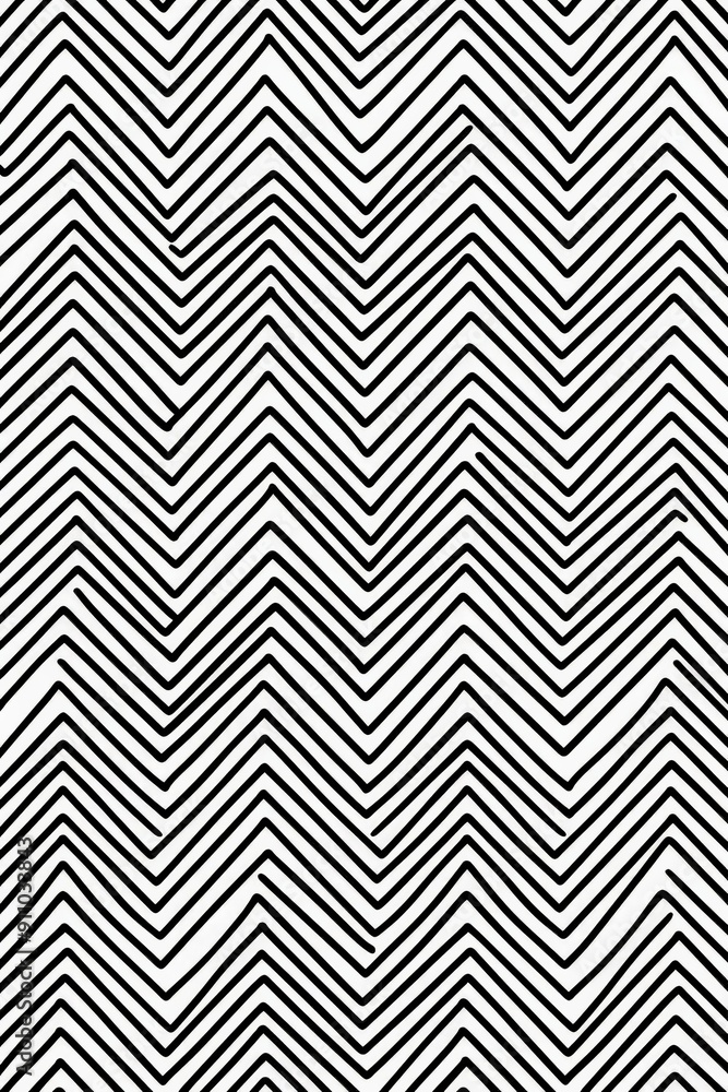 Leinwandbilder Featuring a zigzag pattern with black lines on a white background, this image offers a visually striking design ideal for decorative projects and modern artistic endeavors.