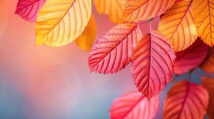 Obraz premium A mix of golden and red autumn leaves with soft sunlight, autumn, warm and inviting seasonal scene