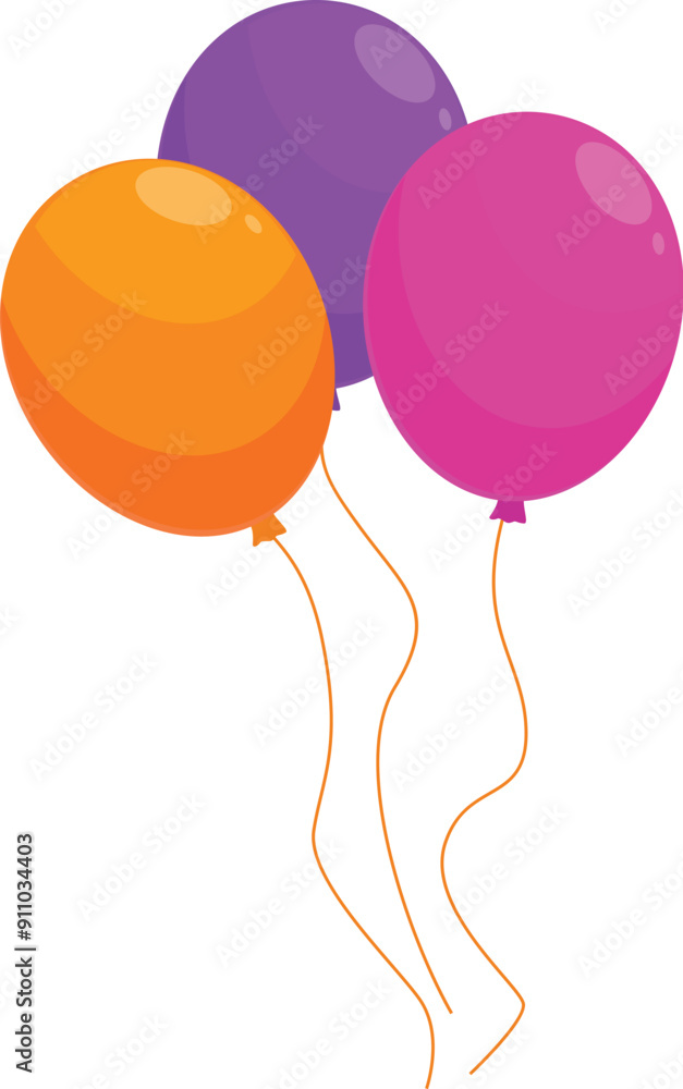 Aufkleber three colorful balloons are floating with their strings making a nice curve