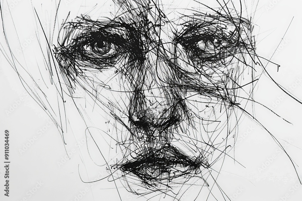 Poster This image displays an intricate composition of abstract lines and shapes, creating a complex pattern that intrigues the viewer with its artistic intricacies and details.