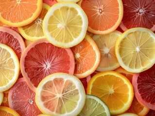 Obraz premium Citrus Slices Arranged in a Pattern top view