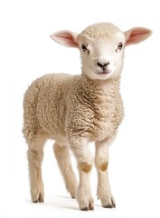 Fototapeta premium White lamb isolated on a white background as a transparent PNG