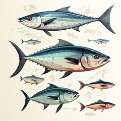 Obraz premium Simple Tuna Illustration Isolated on a Clean White Background