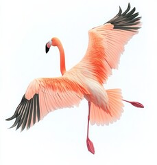 An isolated pink flamingo bird with a white background as a transparent PNG