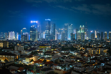 the skyline of Jakarta at night
