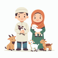 islamic design illustration concept for Happy eid al adha or sacrifice celebration event 