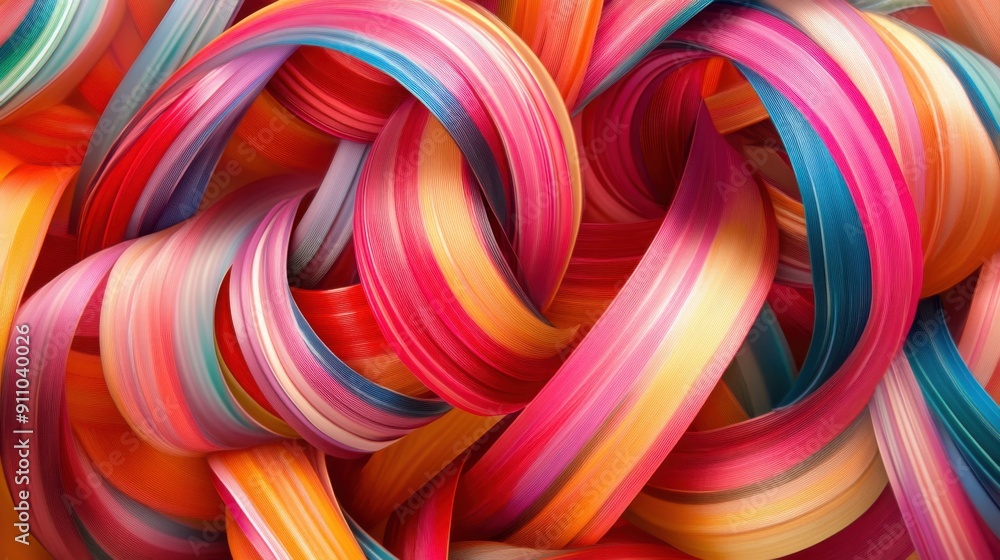 Aufkleber abstract background. colorful twisted shapes in motion. ribbon candy overload texture abstract