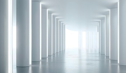 Modern White Hallway with Columns