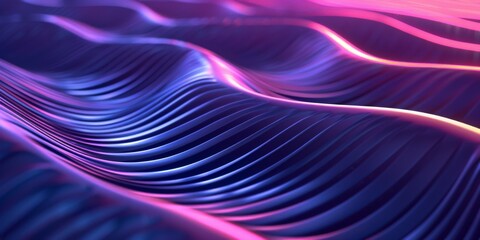 Obraz premium Mesmerizing 3D Render, Floating on a Wavy Blue to Purple Gradient Background, Graphic Resources, Wallpapers, Brochure, Websites, banner, Advertising, background