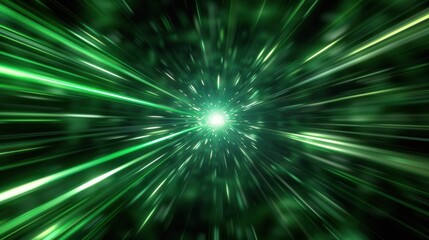 Green light effect to simulate high speed when zooming in to the center.