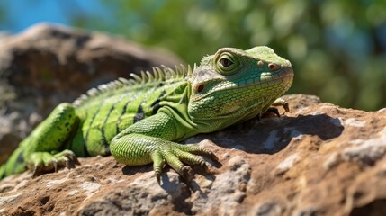 Obraz premium Sunbathing lizard rock nature reptile