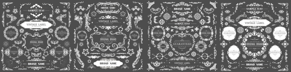 Set of Vintage Decorations Flourishes Elements. Vector