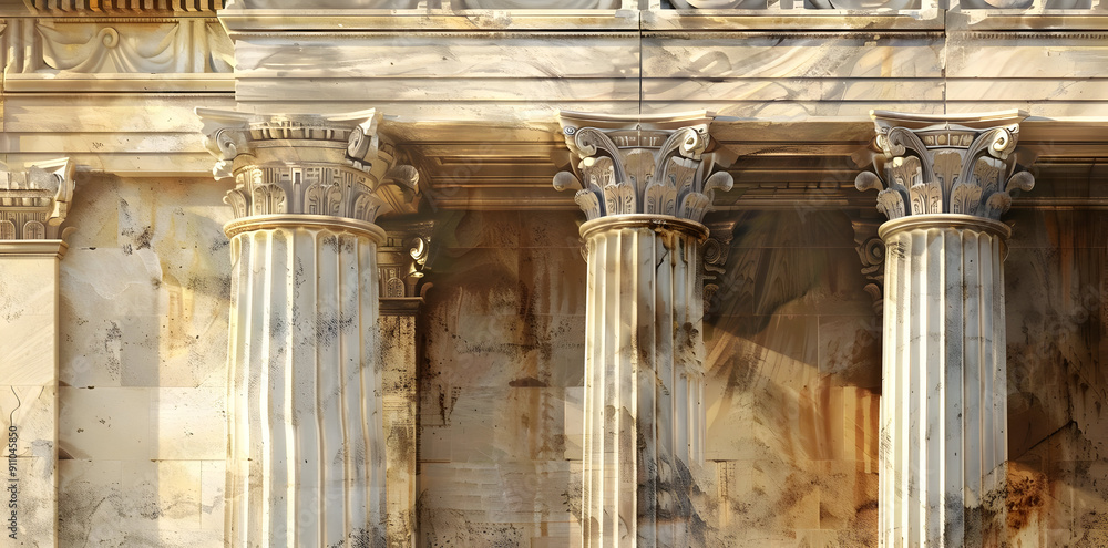 Poster stone columns with intricate detail - realistic image