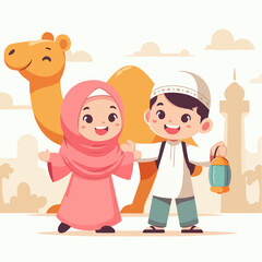 islamic design illustration concept for Happy eid al adha or sacrifice celebration event 