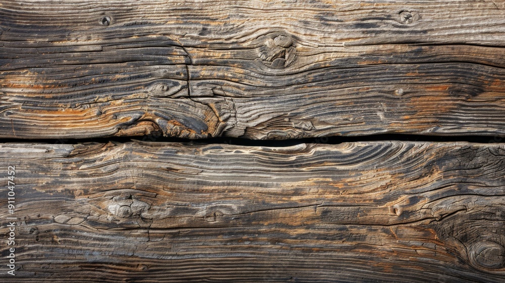 Aufkleber a close-up image of wooden planks showing rich grain details and varied color tones, offering an ear