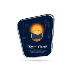 vector illustration of Happy Karwa Chauth festival card with gold style Background.