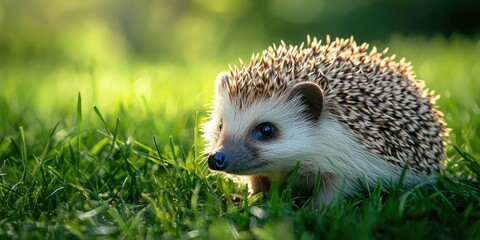 Fototapeta premium A small hedge sits atop a lush green field, providing a natural border